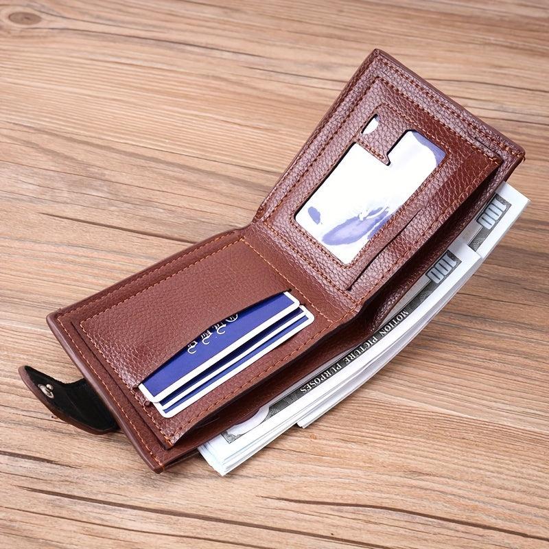 Men's Leather Short Wallet Coin Purse Large Capacity Card Holder