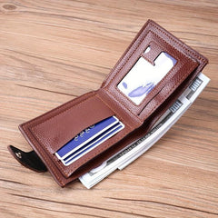 Men's Leather Short Wallet Coin Purse Large Capacity Card Holder