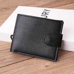 Men's Leather Short Wallet Coin Purse Large Capacity Card Holder