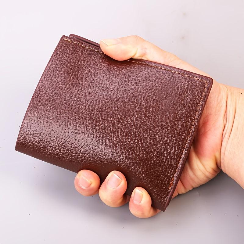 Men's Short Vertical Wallet with Zipper, Coin Pocket