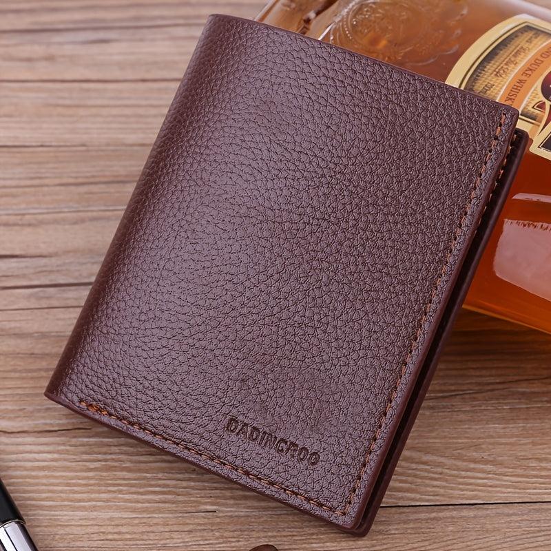 Men's Short Vertical Wallet with Zipper, Coin Pocket