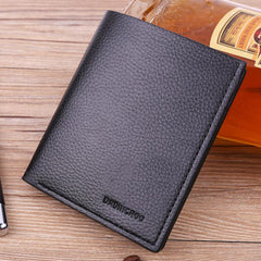 Men's Short Vertical Wallet with Zipper, Coin Pocket