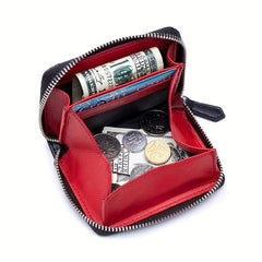 Leather Zero Wallet Coin Bag Anti theft Brush Men's And Women's