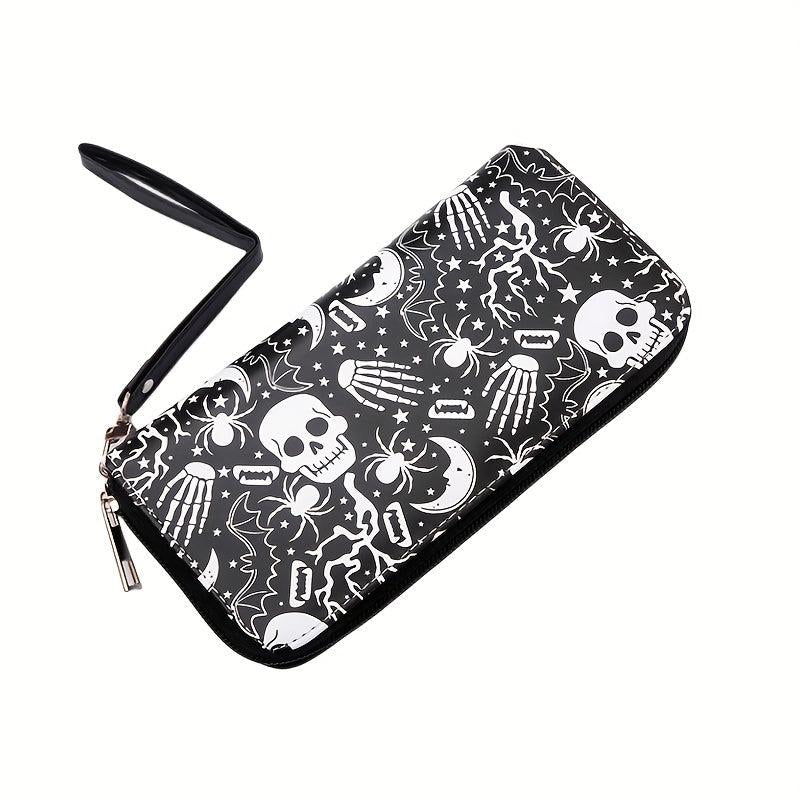 Skull Long Wallet Retro Skull Print Wallet Skull Long Purse