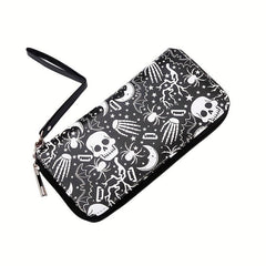Skull Long Wallet Retro Skull Print Wallet Skull Long Purse