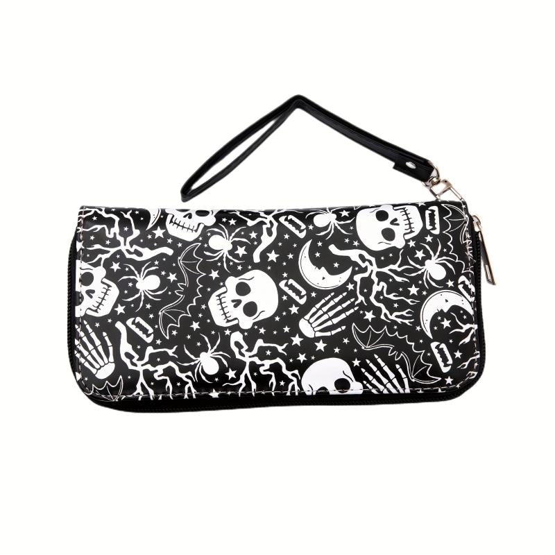 Skull Long Wallet Retro Skull Print Wallet Skull Long Purse