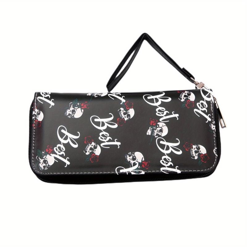Skull Long Wallet Retro Skull Print Wallet Skull Long Purse