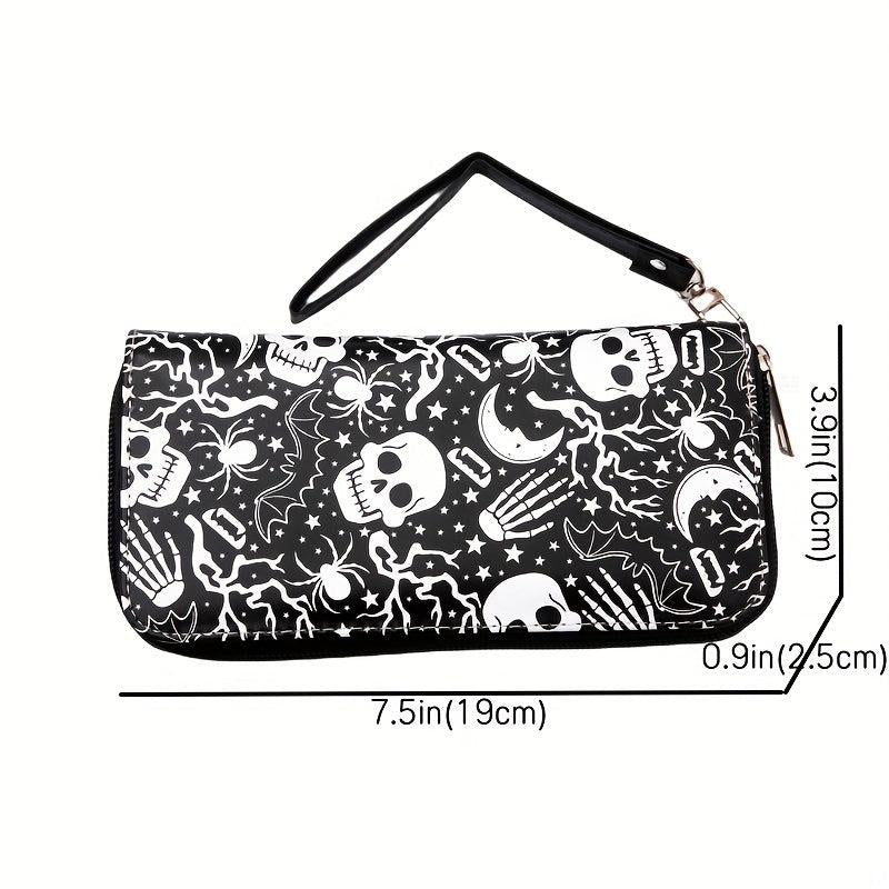 Skull Long Wallet Retro Skull Print Wallet Skull Long Purse