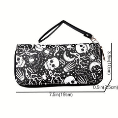 Skull Long Wallet Retro Skull Print Wallet Skull Long Purse