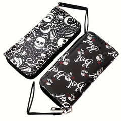 Skull Long Wallet Retro Skull Print Wallet Skull Long Purse