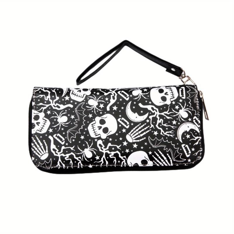 Skull Long Wallet Retro Skull Print Wallet Skull Long Purse