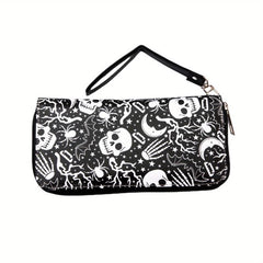 Skull Long Wallet Retro Skull Print Wallet Skull Long Purse