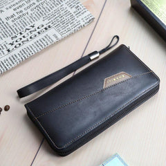 Men's Business Long Zipper Wallet Large Capacity Card Holder Clutch Bag