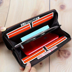 Men's Business Long Zipper Wallet Large Capacity Card Holder Clutch Bag