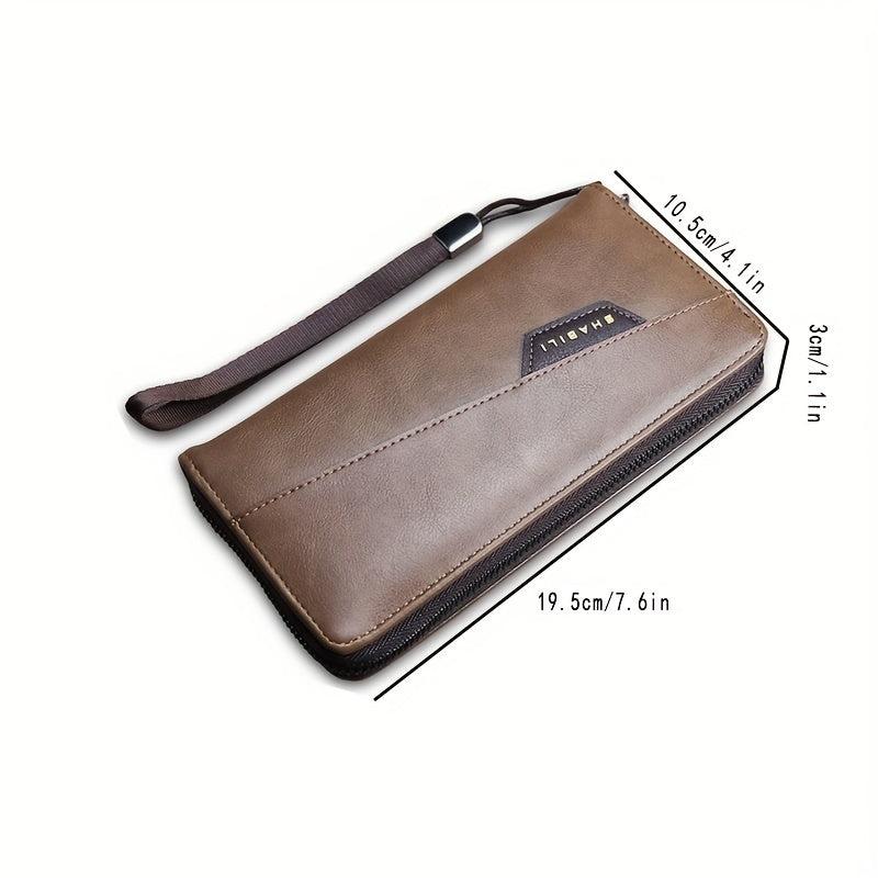 Men's Business Long Zipper Wallet Large Capacity Card Holder Clutch Bag