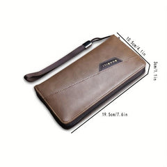 Men's Business Long Zipper Wallet Large Capacity Card Holder Clutch Bag