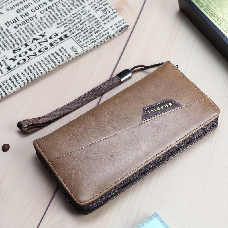 Men's Business Long Zipper Wallet Large Capacity Card Holder Clutch Bag