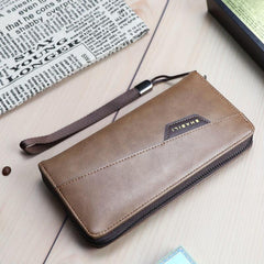 Men's Business Long Zipper Wallet Large Capacity Card Holder Clutch Bag
