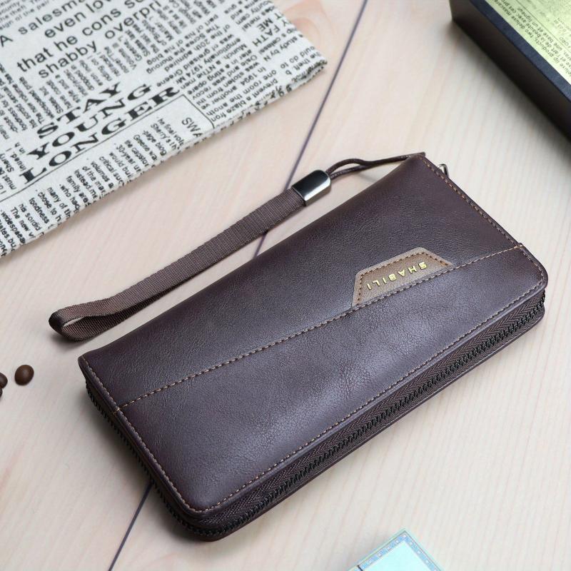 Men's Business Long Zipper Wallet Large Capacity Card Holder Clutch Bag