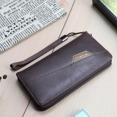Men's Business Long Zipper Wallet Large Capacity Card Holder Clutch Bag