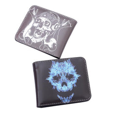 Halloween Skull Short Wallet Horror Night Money Clip Coin Purse