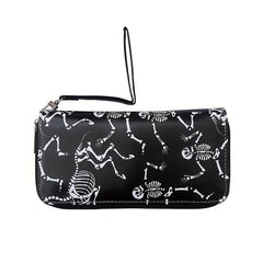 Retro Skull Print Wallet Couple Wallet Rose Skull Long Wallet