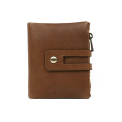 Men's Leather Wallet Large Capacity Double Zipper Coin Purse