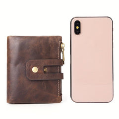 Men's Leather Wallet Large Capacity Double Zipper Coin Purse