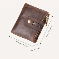 Men's Leather Wallet Large Capacity Double Zipper Coin Purse