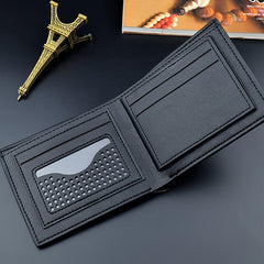 Men's Woven Pattern Short Wallet Card Slots Large Capacity PU Leather Wallet