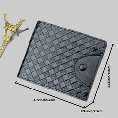 Men's Woven Pattern Short Wallet Card Slots Large Capacity PU Leather Wallet