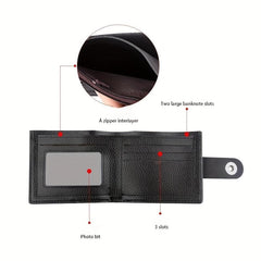 Men's Leather Short Wallet Magnetic Money Clip Card Holder Coin Purse