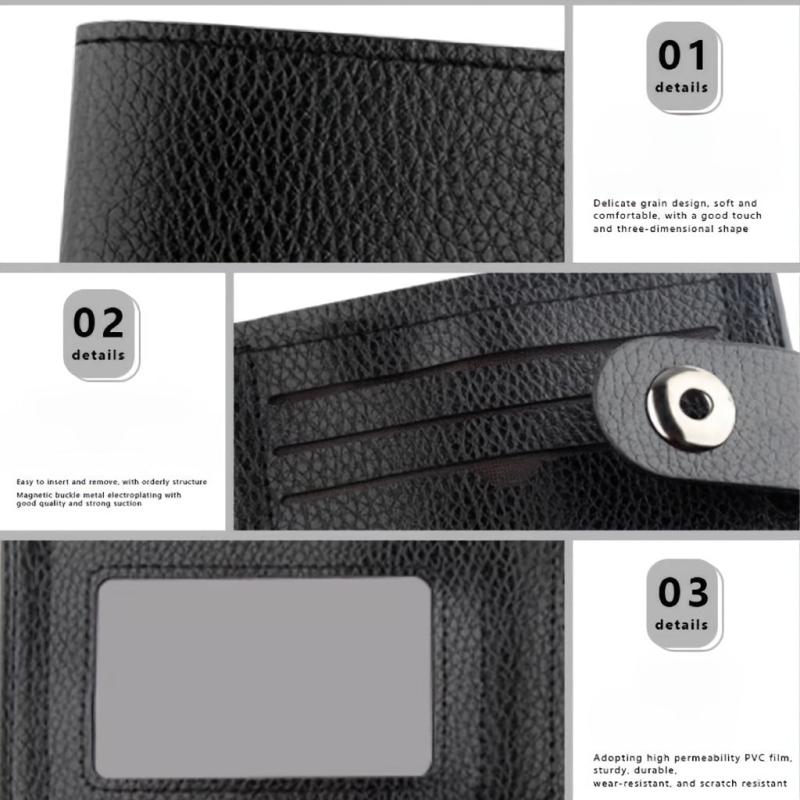 Men's Leather Short Wallet Magnetic Money Clip Card Holder Coin Purse
