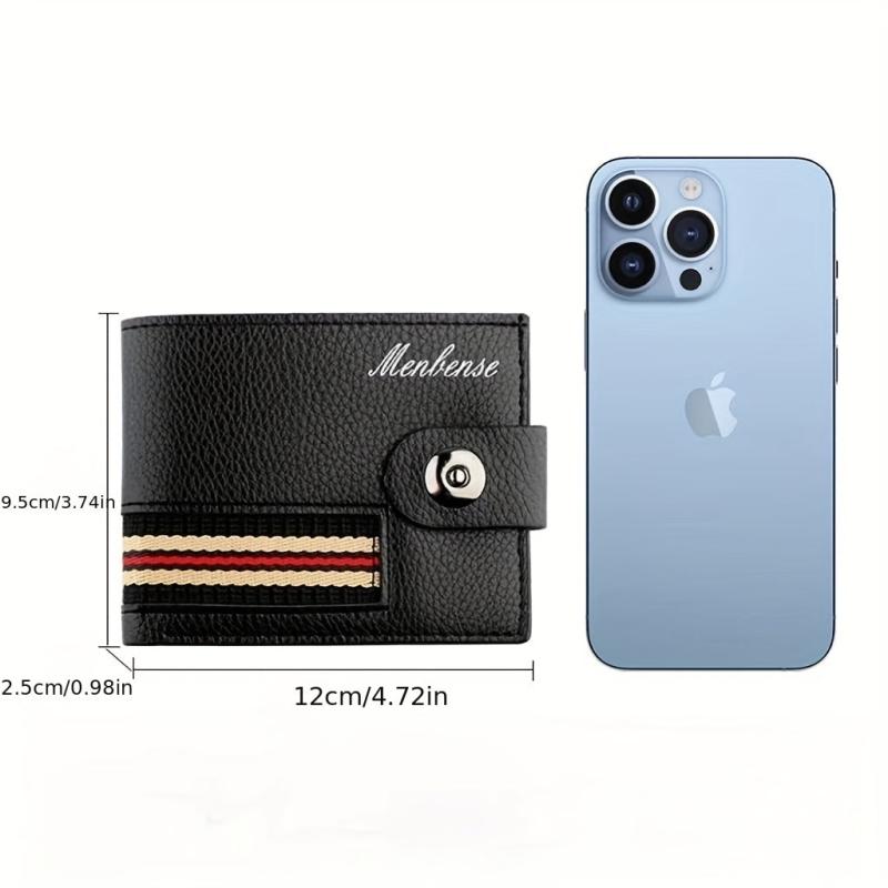 Men's Leather Short Wallet Magnetic Money Clip Card Holder Coin Purse