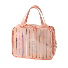 Striped Pattern Square Handbag Lightweight Transparent Cosmetic Bag