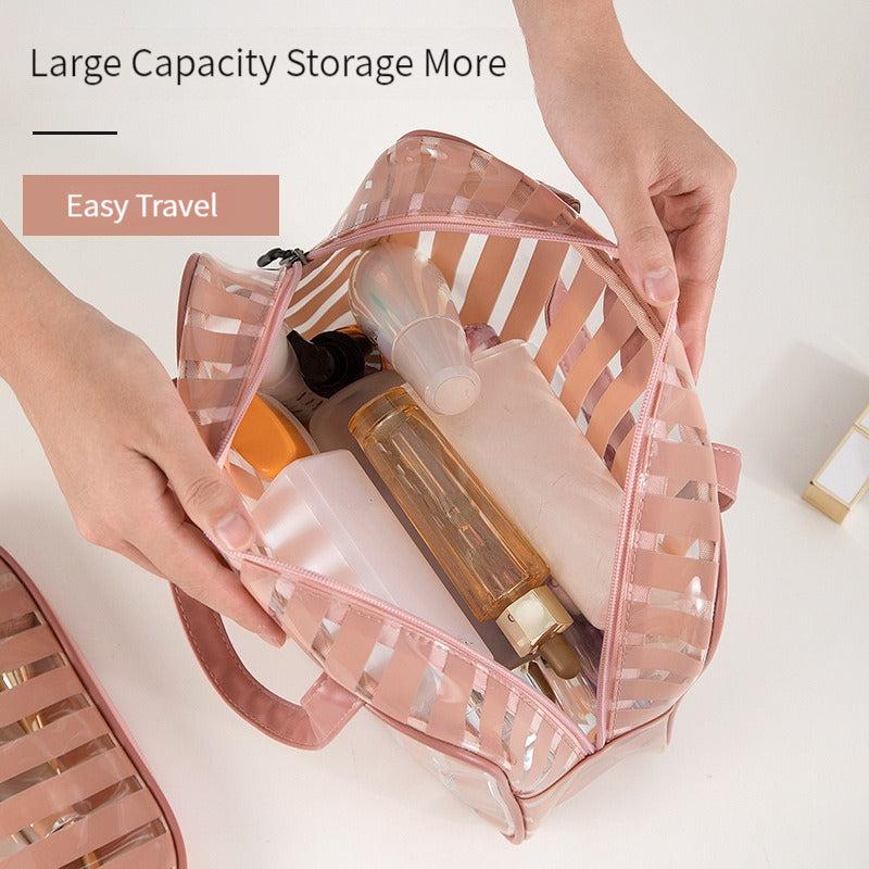 Striped Pattern Square Handbag Lightweight Transparent Cosmetic Bag