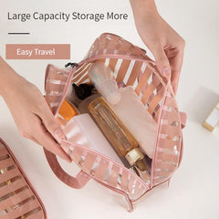 Striped Pattern Square Handbag Lightweight Transparent Cosmetic Bag