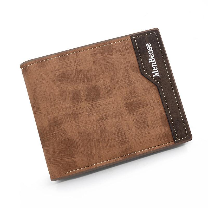 Men's Leather Short Wallet Money Clip Card Holder with Coin Pocket
