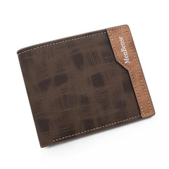 Men's Leather Short Wallet Money Clip Card Holder with Coin Pocket