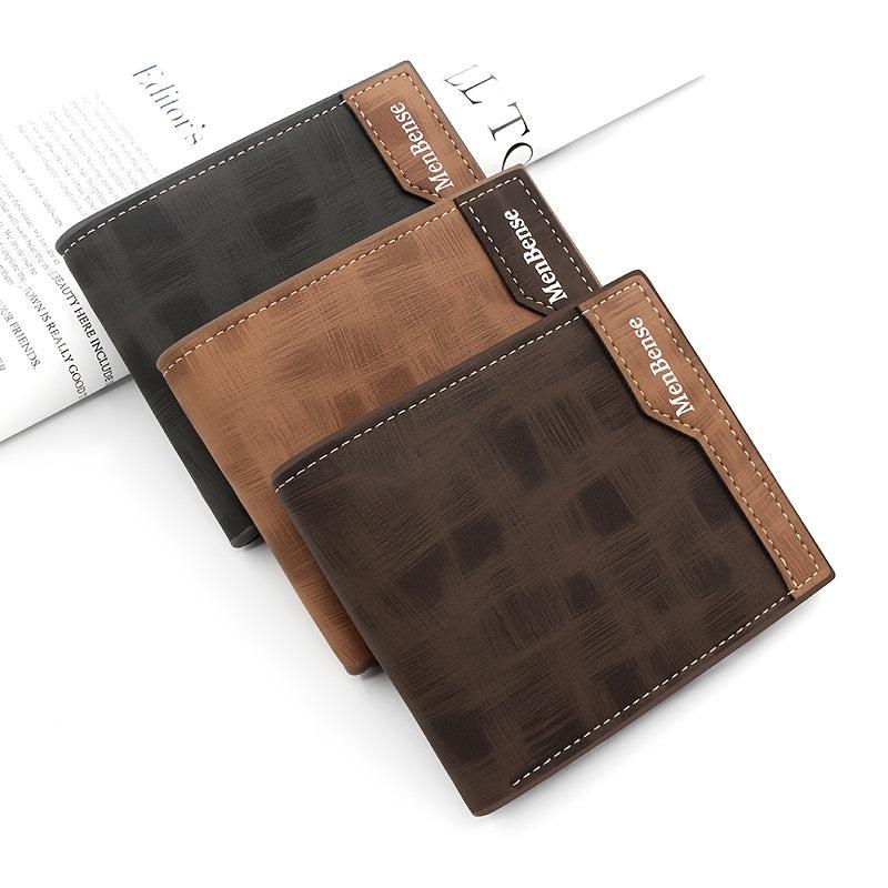 Men's Leather Short Wallet Money Clip Card Holder with Coin Pocket