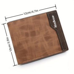 Men's Leather Short Wallet Money Clip Card Holder with Coin Pocket