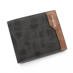 Men's Leather Short Wallet Money Clip Card Holder with Coin Pocket