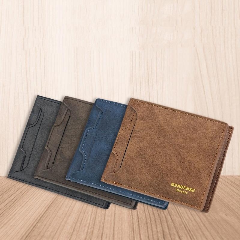 Men's Leather Short Wallet Money Clip ID Window Card Holder Purse
