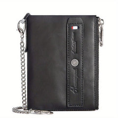 RFID Leather Wallets For Men Double Zipper Small Clutch