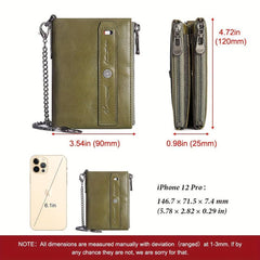 RFID Leather Wallets For Men Double Zipper Small Clutch