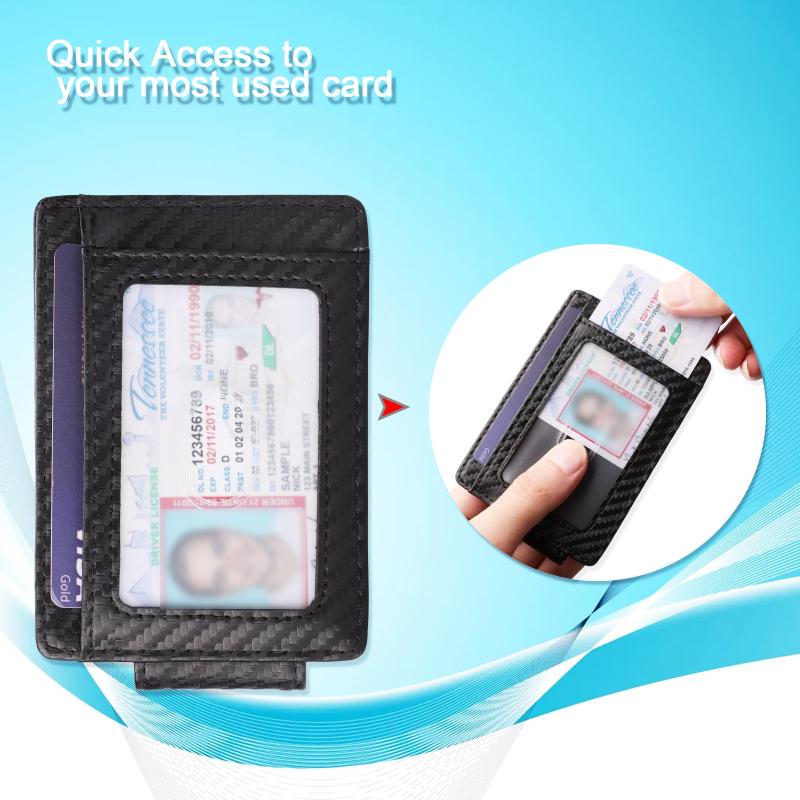 RFID Blocking Minimalist Carbon Fiber Money Clip Wallet