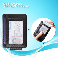 RFID Blocking Minimalist Carbon Fiber Money Clip Wallet