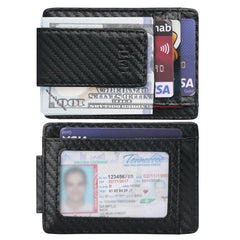 RFID Blocking Minimalist Carbon Fiber Money Clip Wallet