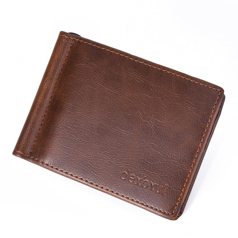 Men's PU Leather Wallet With Card Slots in Brown/Dark Brown