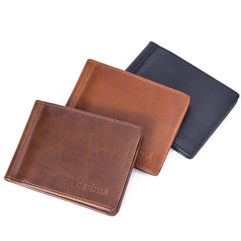 Men's PU Leather Wallet With Card Slots in Brown/Dark Brown